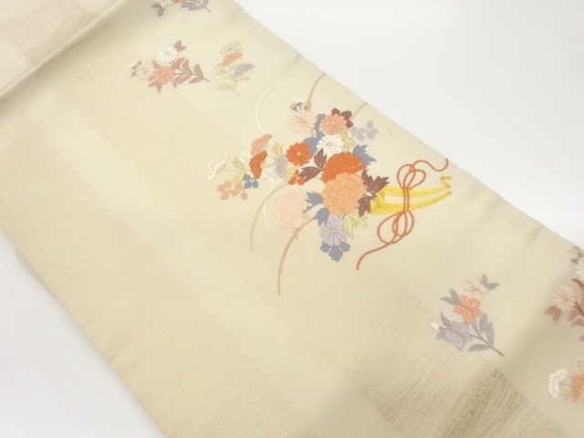 金駒刺繍花束模様名古屋帯